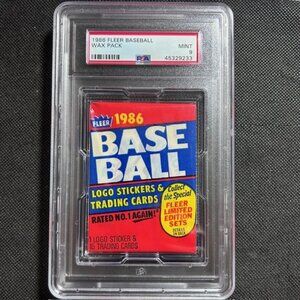 1986 Fleer Baseball Unopened Wax Pack PSA 9 MINT vintage